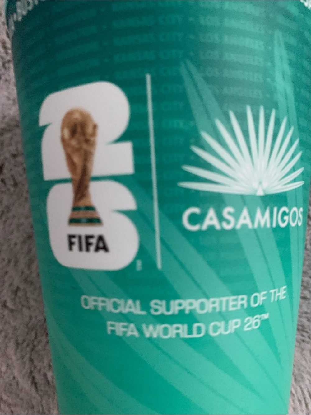 🆕- WORLD CUP  OF SOCCER Casamigos Teal Branded Tumbler Cups - Set of 4